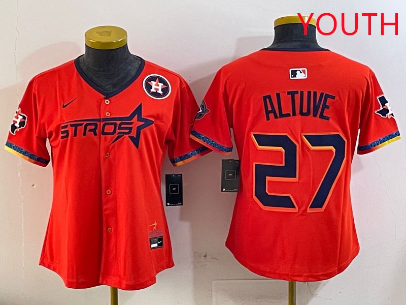 Youth Houston Astros #27 Altuve Orange Fourth generation Joint Name Nike 2025 MLB Jersey style 6